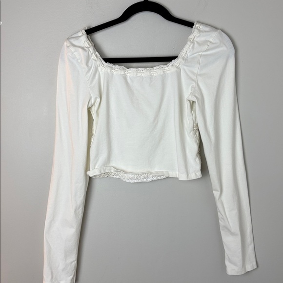 Free People Cream Long Sleeve Cropped Blouse -S - Picture 10 of 10
